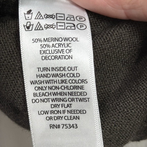 Ellen Tracy Poncho sweater Olive Green w leather closures SZ XL wool blend - Picture 10 of 11